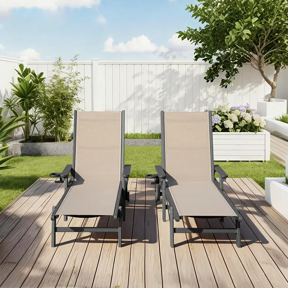 HDPE Sling Chaise Lounge with Arms - Image 57