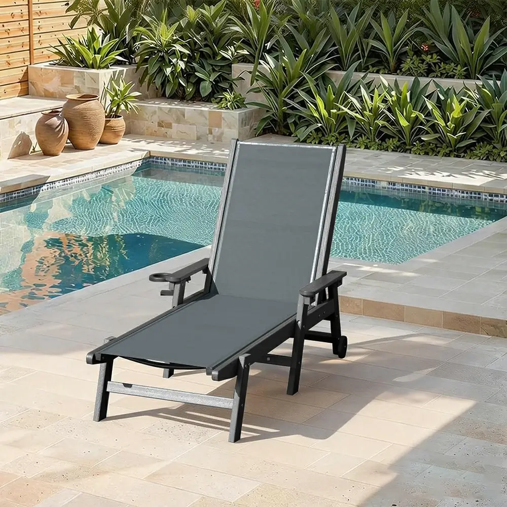 HDPE Sling Chaise Lounge with Arms - Image 7