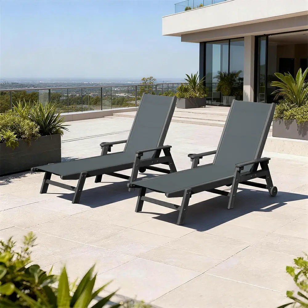 HDPE Sling Chaise Lounge with Arms - Image 8