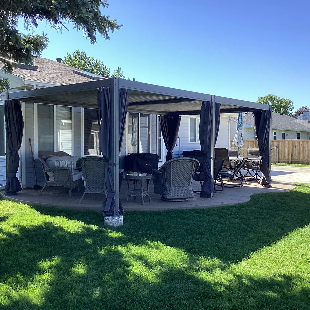 Domi Patio Aluminum Louvered Pergola - Gray - Image 18
