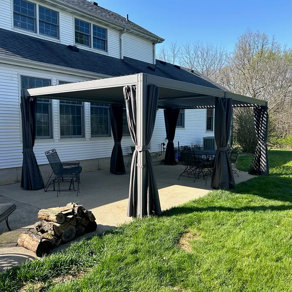 Domi Patio Aluminum Louvered Pergola - Gray - Image 19