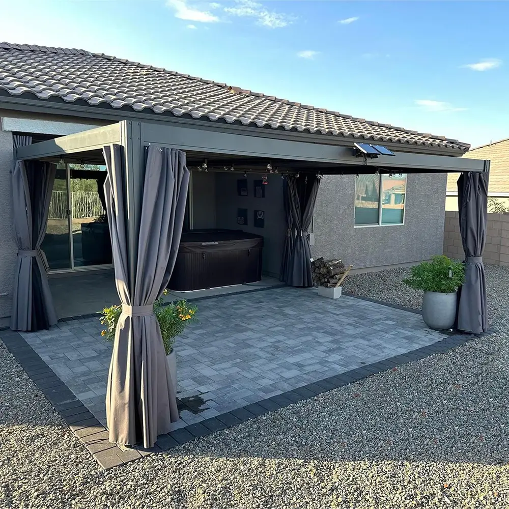 Domi Patio Aluminum Louvered Pergola - Gray - Image 8
