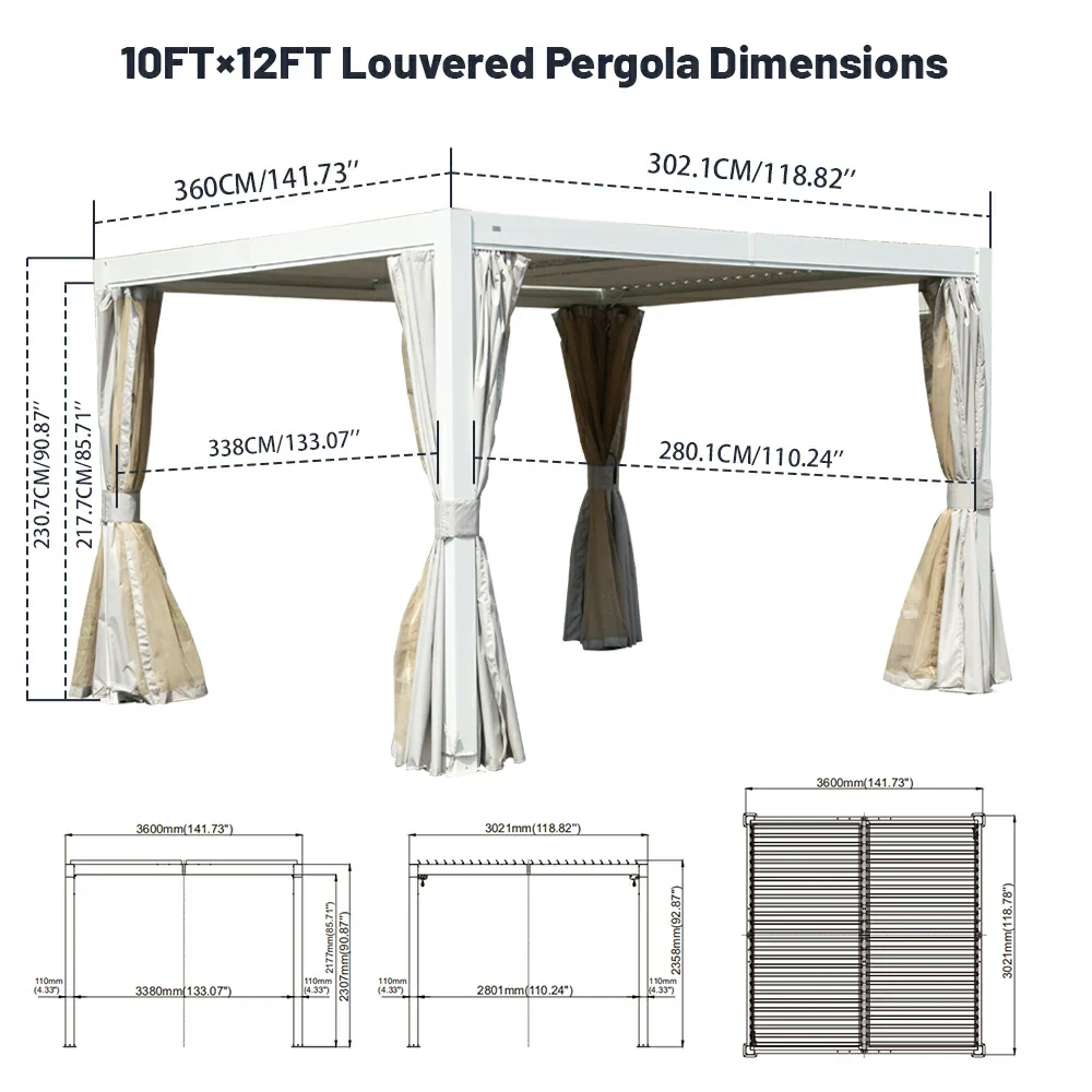 Louvered Pergola White W/O Curtain & Netting - Image 30