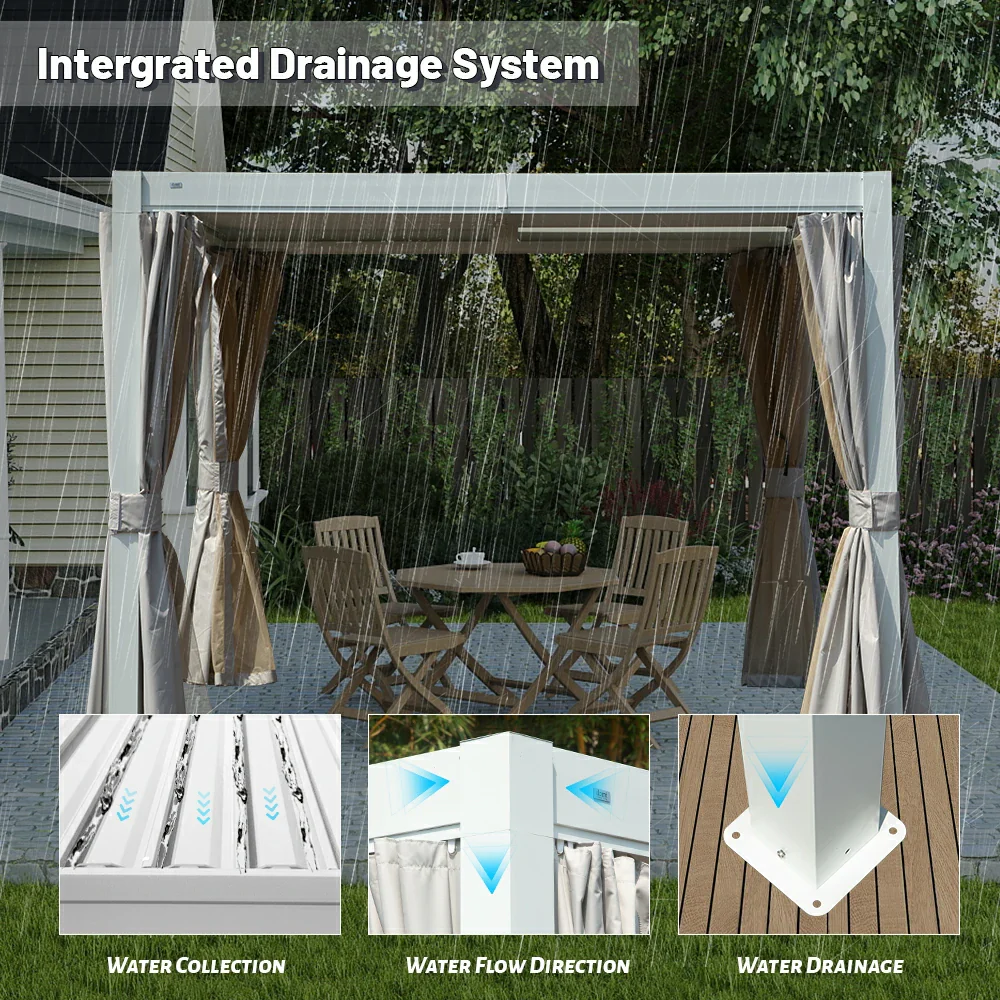 Louvered Pergola White W/O Curtain & Netting - Image 32