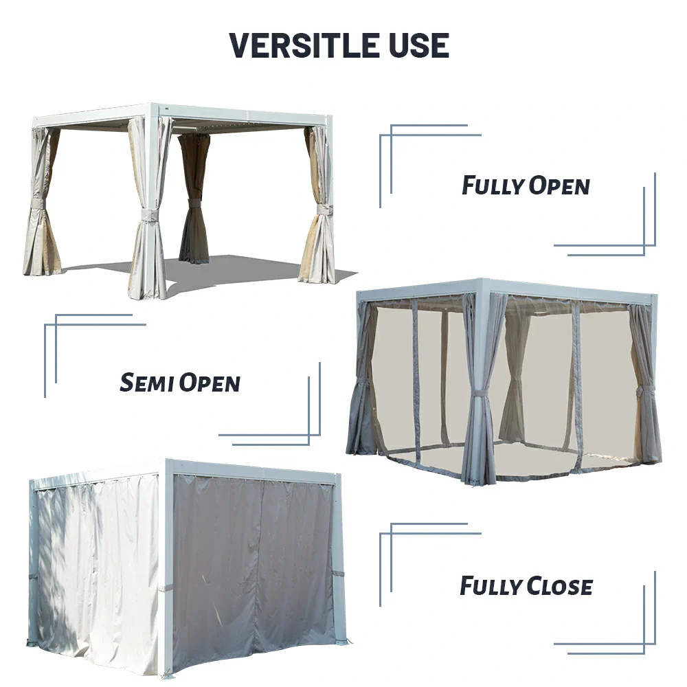 Louvered Pergola White W/O Curtain & Netting - Image 34