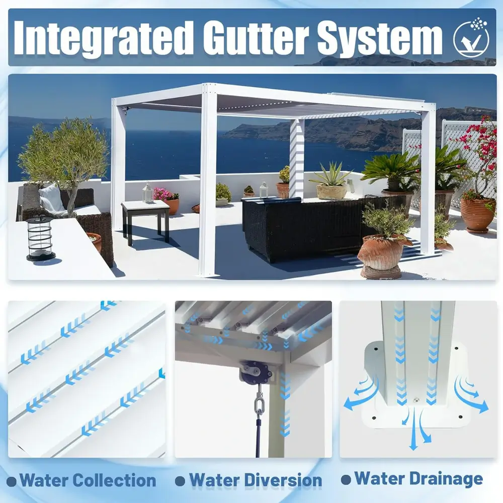 Louvered Pergola White W/O Curtain & Netting - Image 5