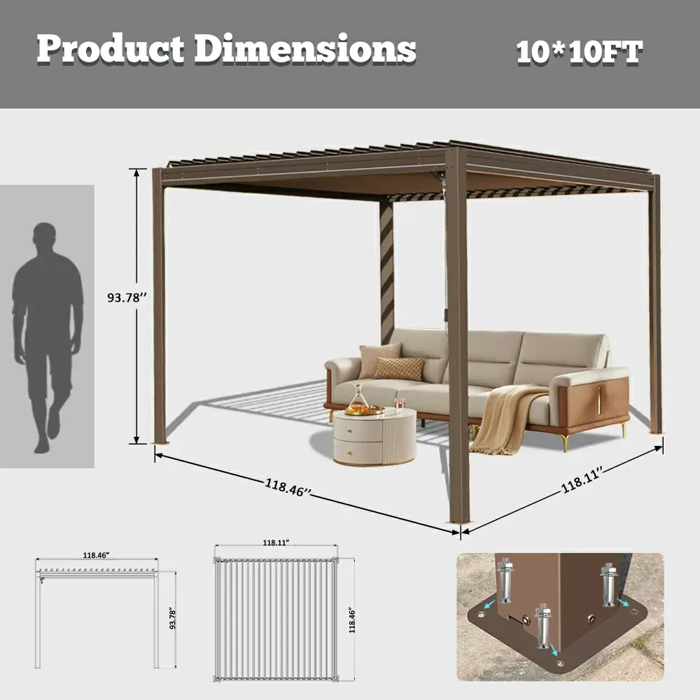Metal Louvered Pergola - Image 66