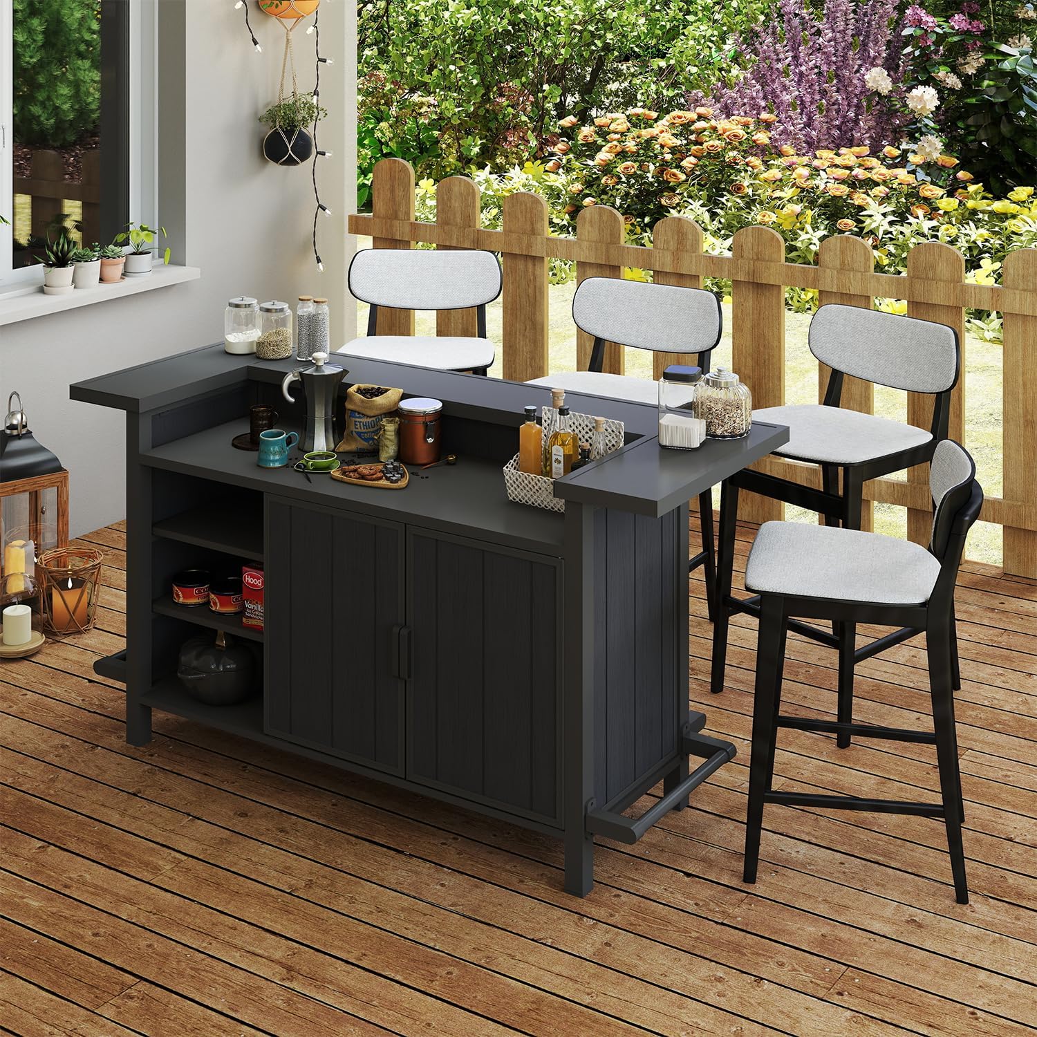 Outdoor Aluminum Bar Table - Gray - Image 6