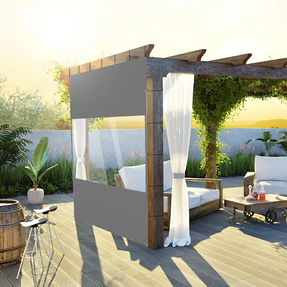 Outdoor Curtains with Clear PVC Panels - Image 17
