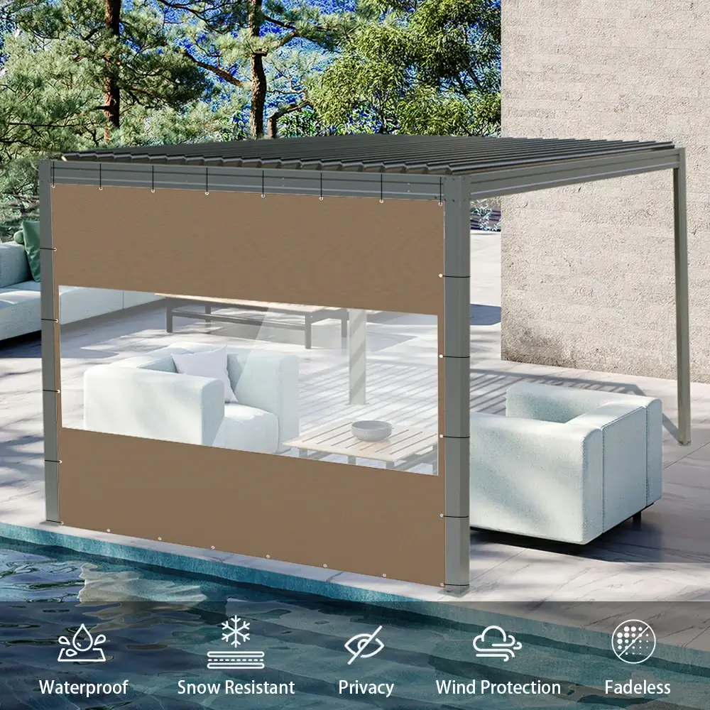 Outdoor Curtains with Clear PVC Panels - Image 32