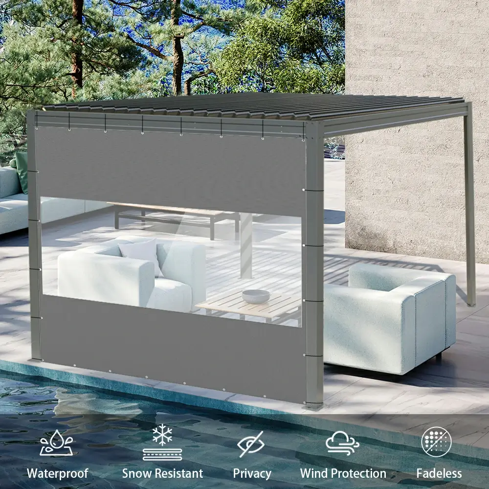 Outdoor Curtains with Clear PVC Panels - Image 40