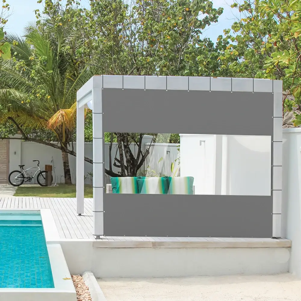 Outdoor Curtains with Clear PVC Panels - Image 49