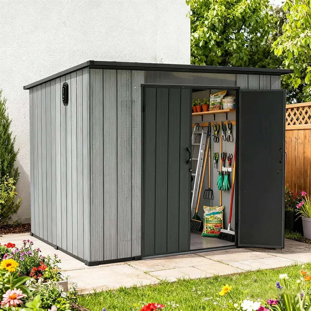 Outdoor Resin Storage Shed Sloping Roof - Image 11