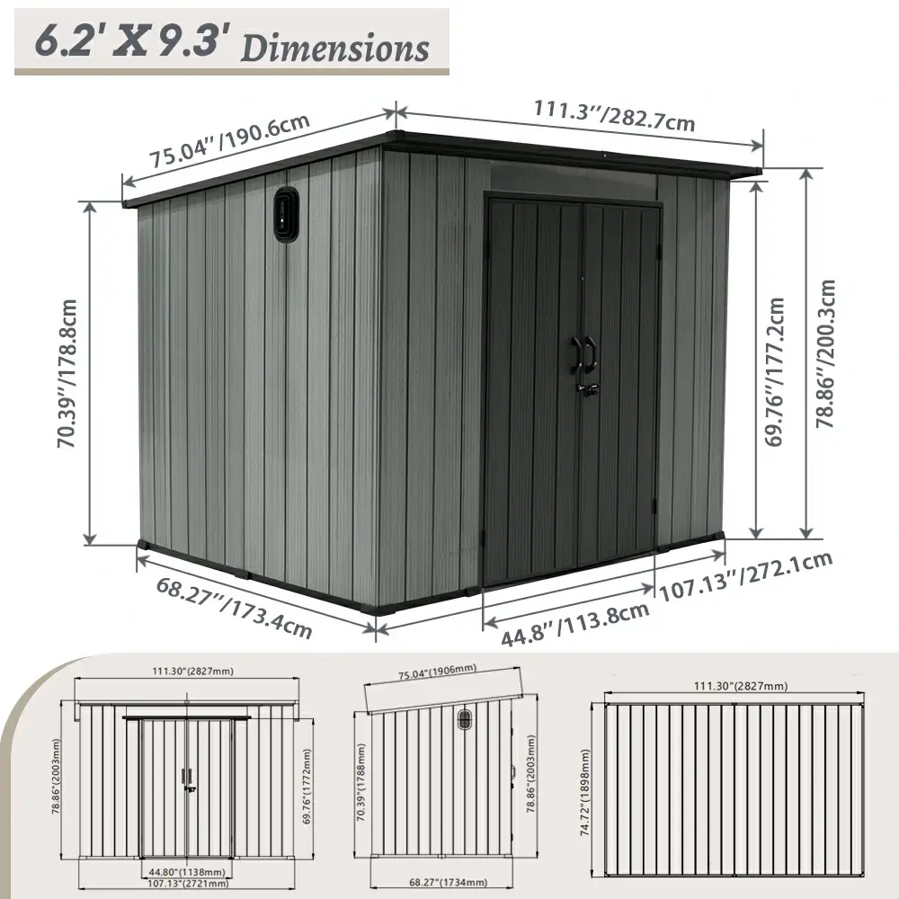 Outdoor Resin Storage Shed Sloping Roof - Image 12