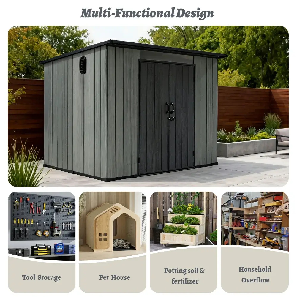 Outdoor Resin Storage Shed Sloping Roof - Image 17