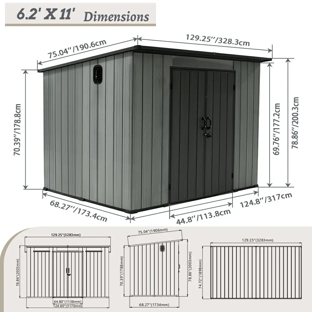 Outdoor Resin Storage Shed Sloping Roof - Image 21