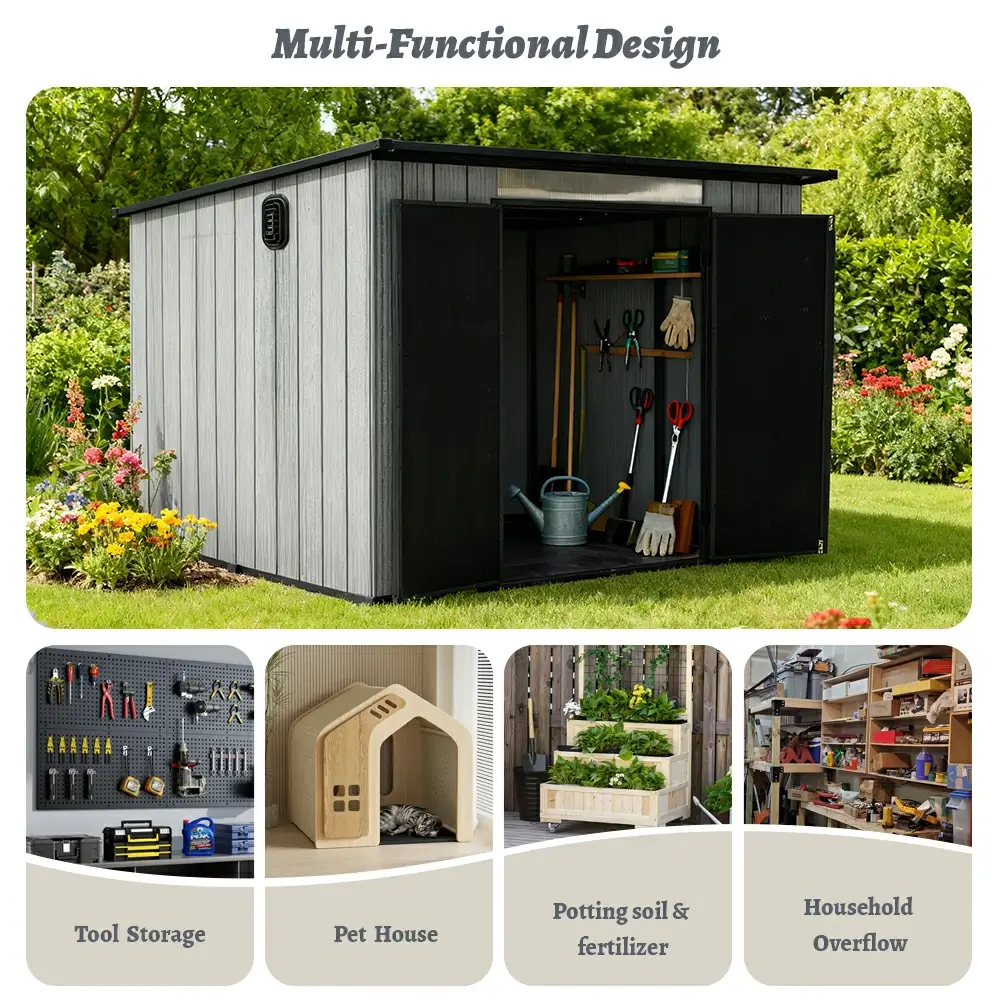 Outdoor Resin Storage Shed Sloping Roof - Image 26