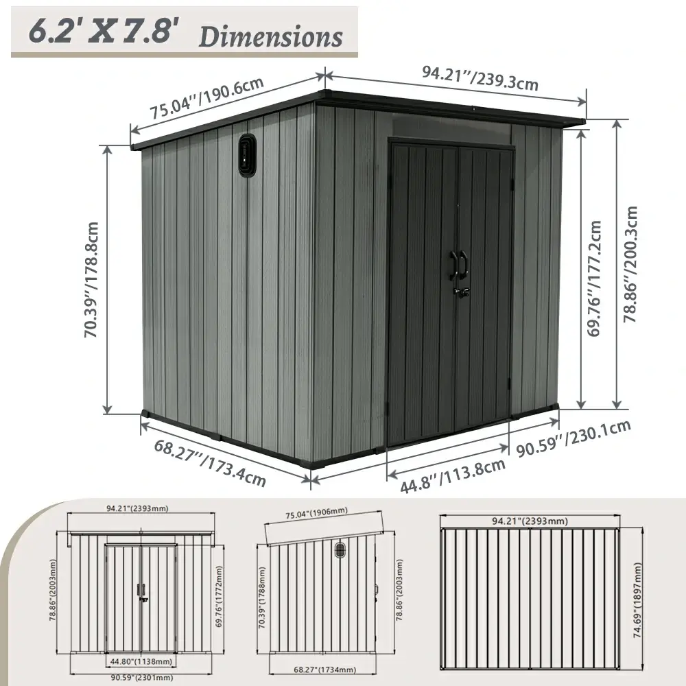 Outdoor Resin Storage Shed Sloping Roof - Image 3