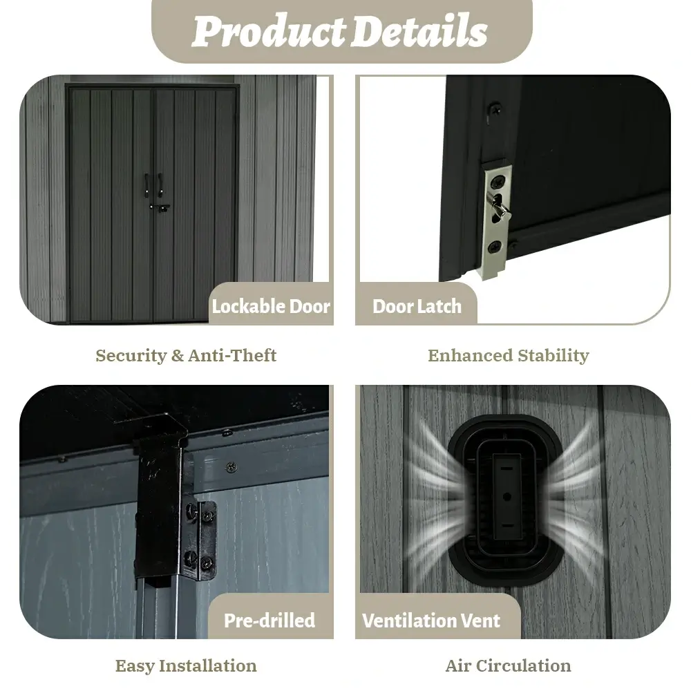 Outdoor Resin Storage Shed Sloping Roof - Image 6
