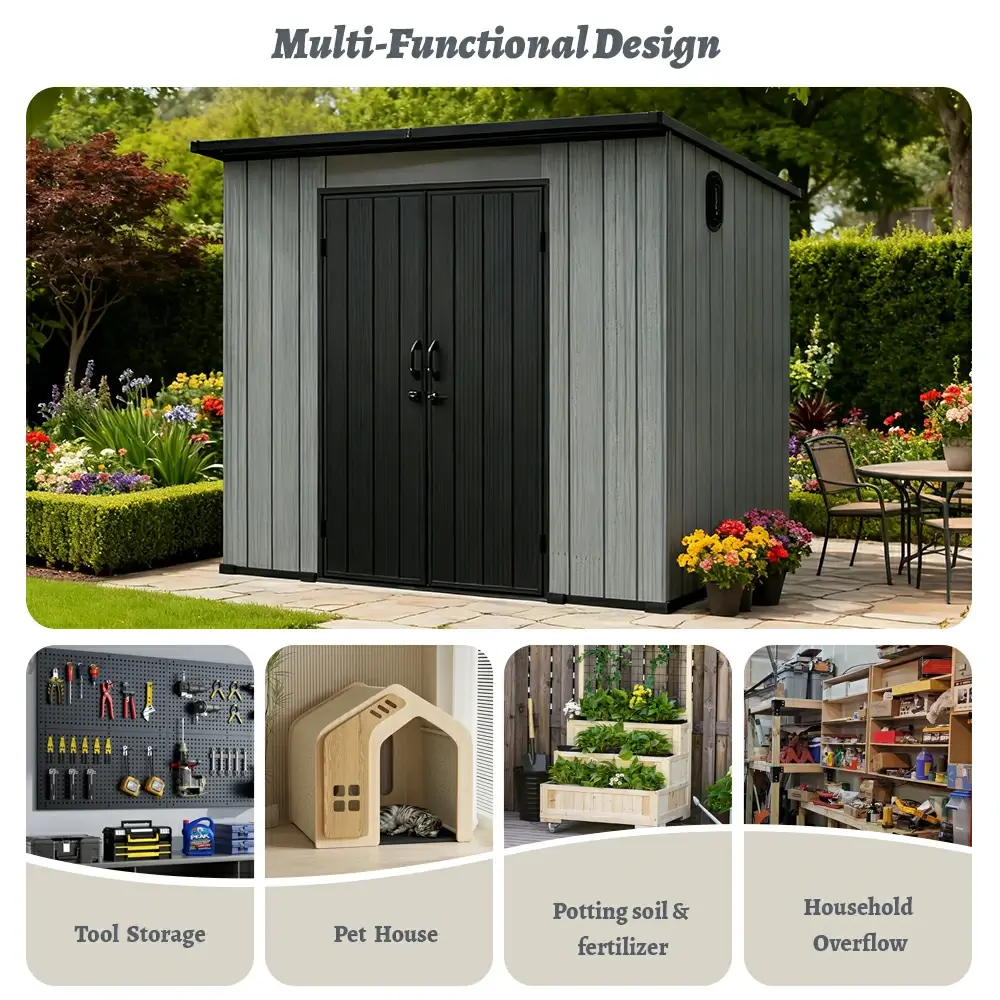 Outdoor Resin Storage Shed Sloping Roof - Image 8