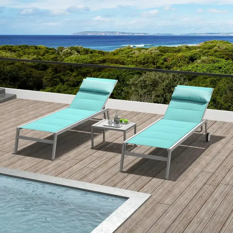 Paded Chaise Lounge W/ Wheels - Image 16