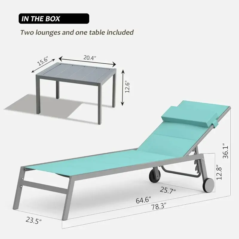 Paded Chaise Lounge W/ Wheels - Image 17
