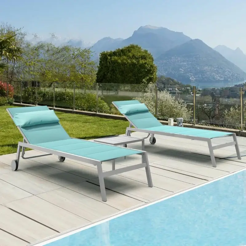 Paded Chaise Lounge W/ Wheels - Image 23