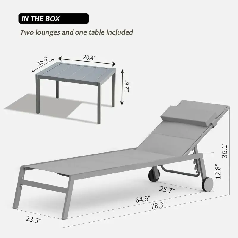 Paded Chaise Lounge W/ Wheels - Image 25