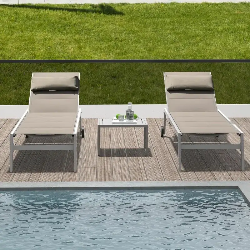 Paded Chaise Lounge W/ Wheels - Image 7