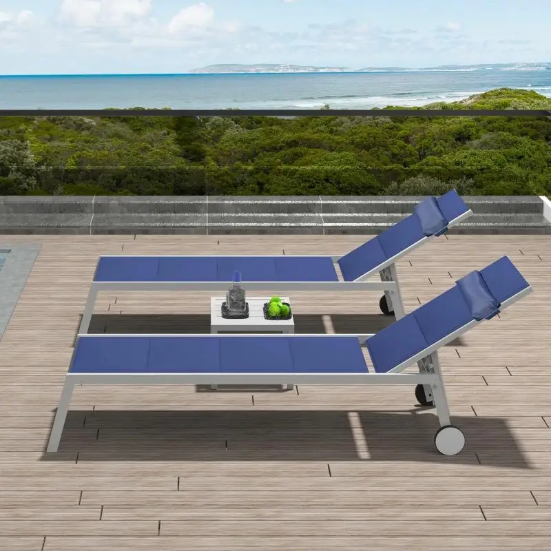 Paded Chaise Lounge W/ Wheels - Image 8