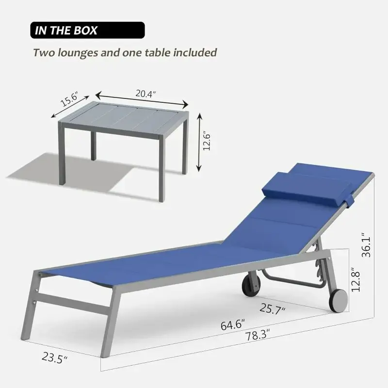 Paded Chaise Lounge W/ Wheels - Image 9