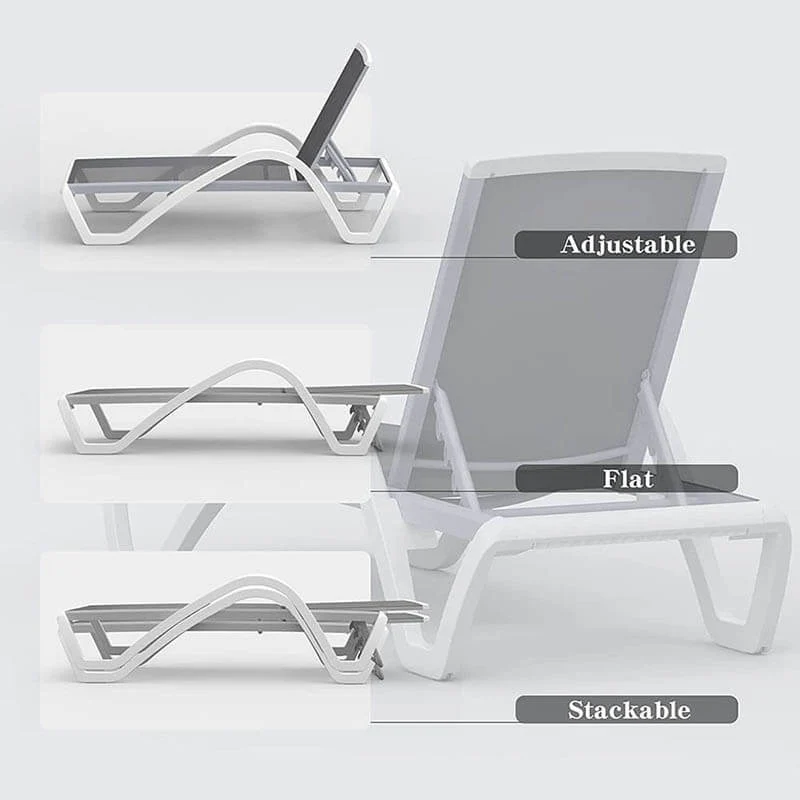 Patio Chaise Lounge Set of 3 with Arm (2 Chairs + 1 Table) - Image 10