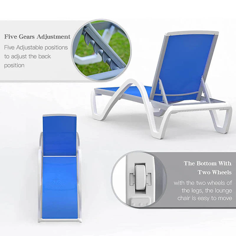 Patio Chaise Lounge Set of 3 with Arm (2 Chairs + 1 Table) - Image 5