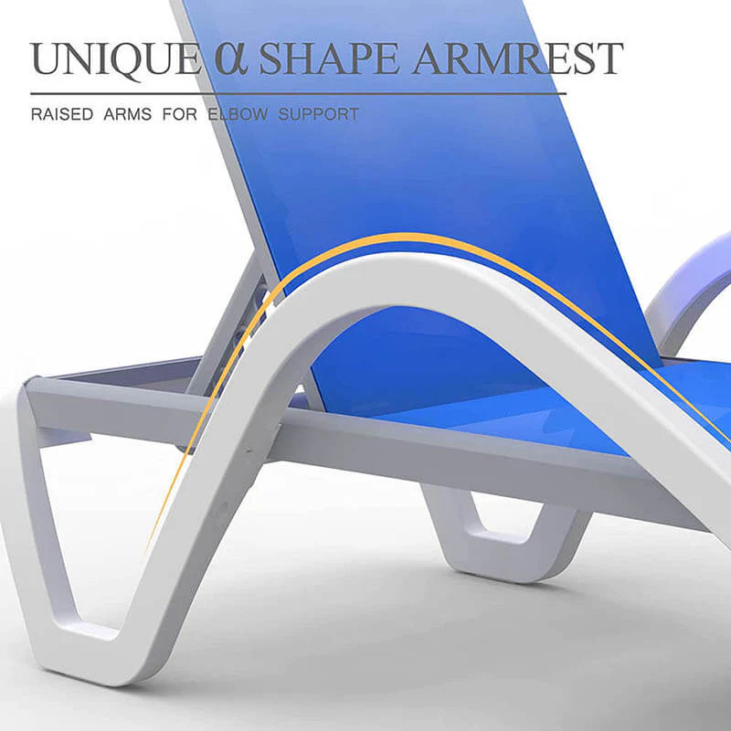 Patio Chaise Lounge Set of 3 with Arm (2 Chairs + 1 Table) - Image 6
