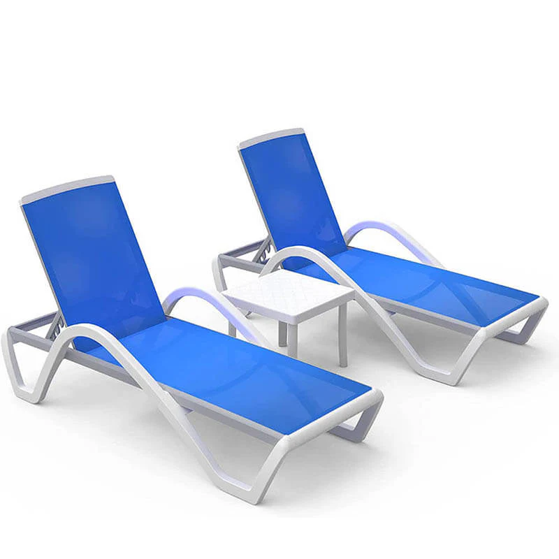 Patio Chaise Lounge Set of 3 with Arm (2 Chairs + 1 Table) - Image 7
