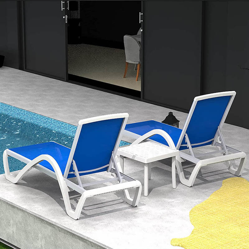 Patio Chaise Lounge Set of 3 with Arm (2 Chairs + 1 Table) - Image 8
