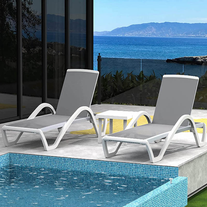 Patio Chaise Lounge Set of 3 with Arm (2 Chairs + 1 Table) - Image 9
