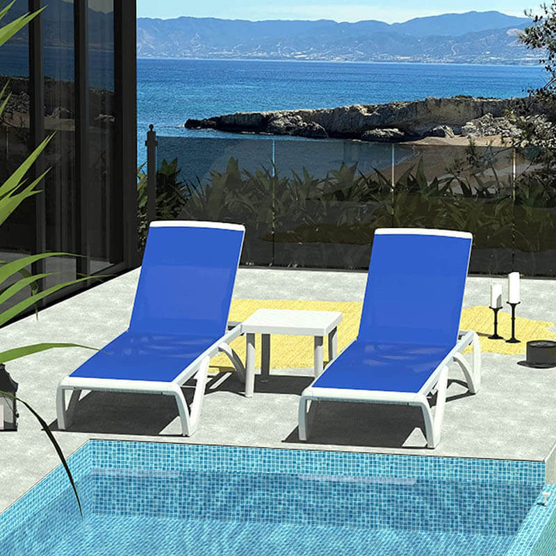 Patio Chaise Lounge Sunbathing Chair Set of 3 (2 Chairs + 1 Table) - Image 10