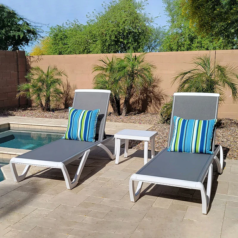 Patio Chaise Lounge Sunbathing Chair Set of 3 (2 Chairs + 1 Table) - Image 20