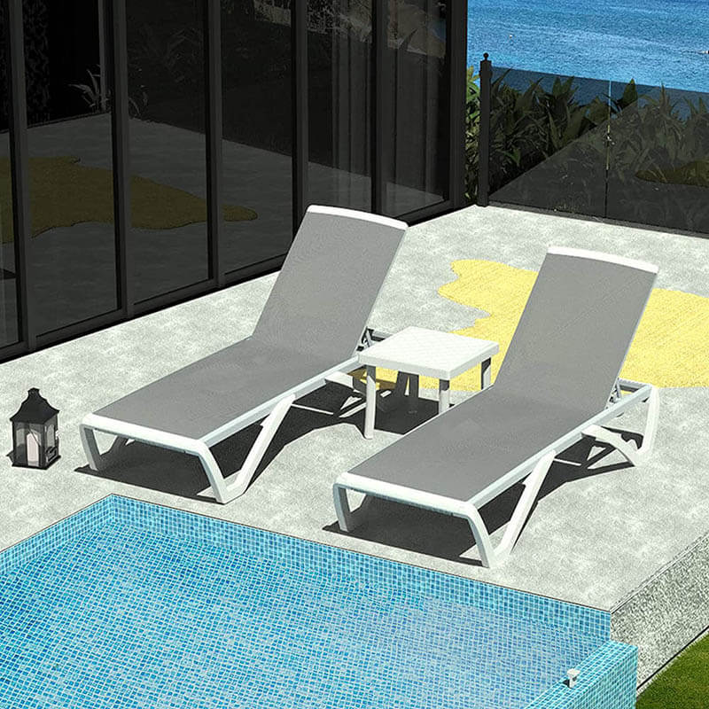 Patio Chaise Lounge Sunbathing Chair Set of 3 (2 Chairs + 1 Table) - Image 21