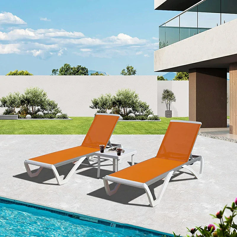 Patio Chaise Lounge Sunbathing Chair Set of 3 (2 Chairs + 1 Table) - Image 22