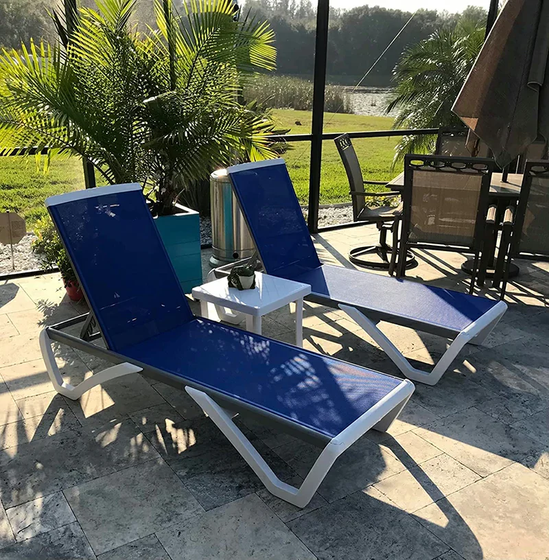 Patio Chaise Lounge Sunbathing Chair Set of 3 (2 Chairs + 1 Table) - Image 3