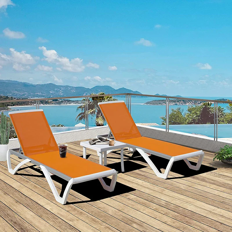 Patio Chaise Lounge Sunbathing Chair Set of 3 (2 Chairs + 1 Table) - Image 30