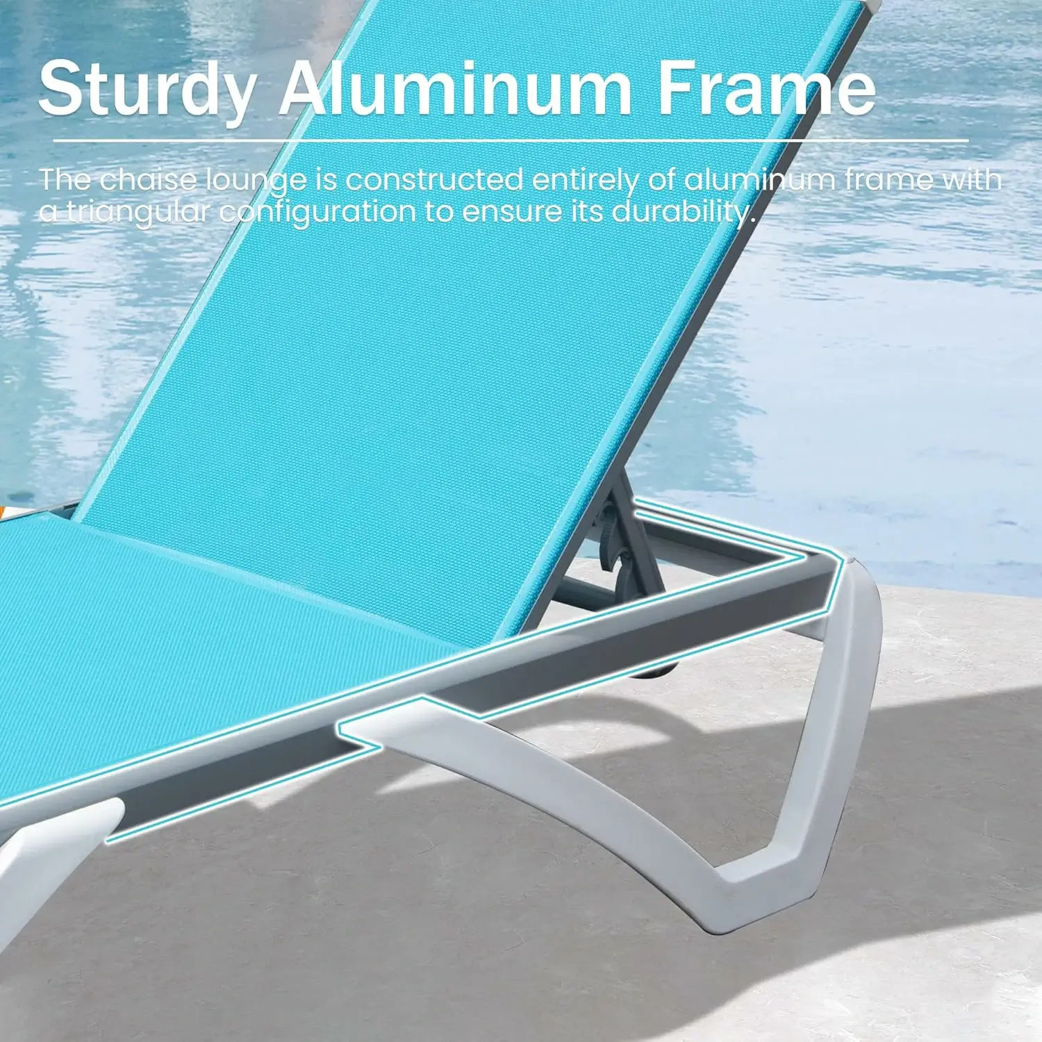 Patio Chaise Lounge Sunbathing Chair Set of 3 (2 Chairs + 1 Table) - Image 33