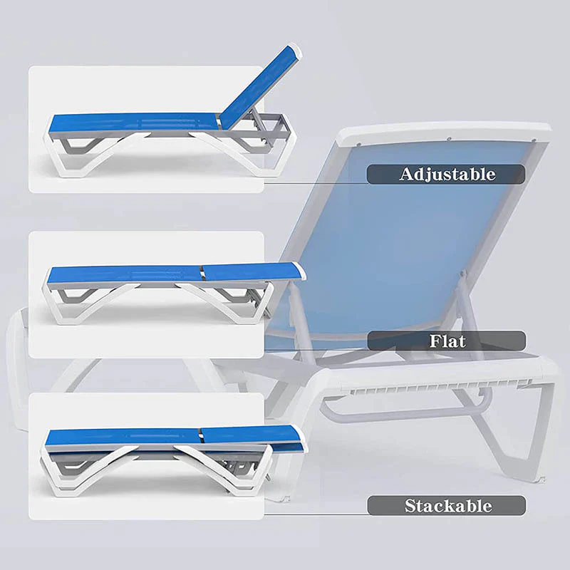 Patio Chaise Lounge Sunbathing Chair Set of 3 (2 Chairs + 1 Table) - Image 6