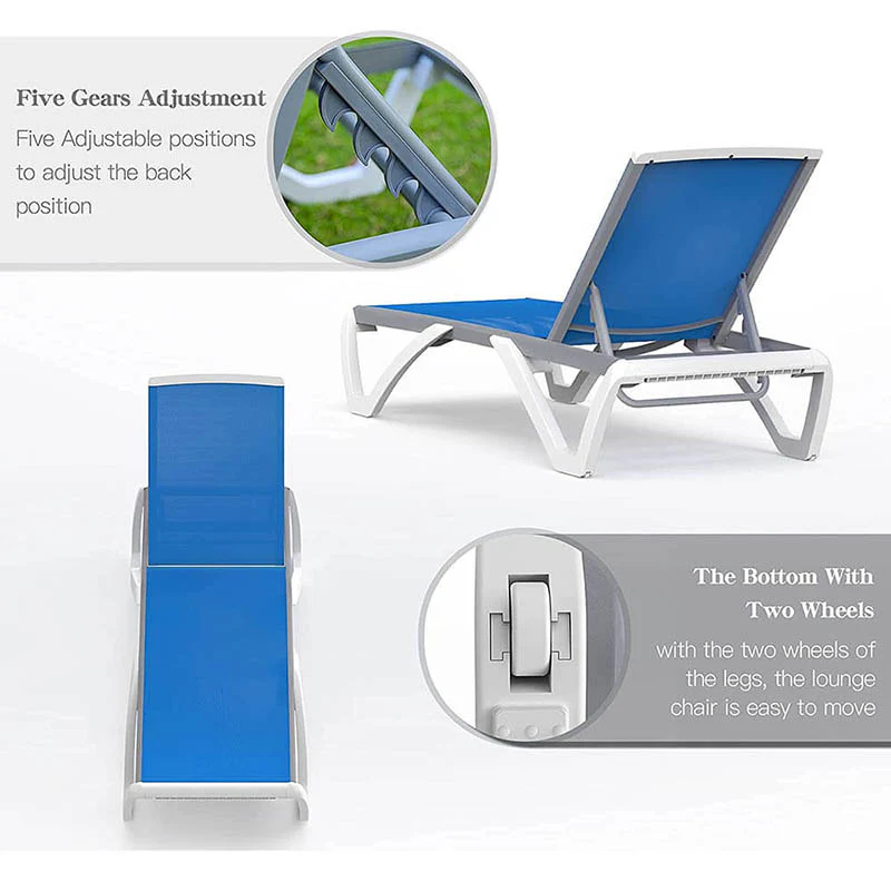 Patio Chaise Lounge Sunbathing Chair Set of 3 (2 Chairs + 1 Table) - Image 7