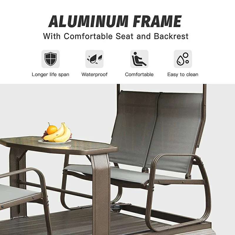 Patio Glider Benches with Canopy - Image 4