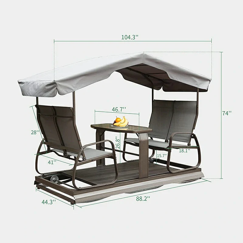 Patio Glider Benches with Canopy - Image 8
