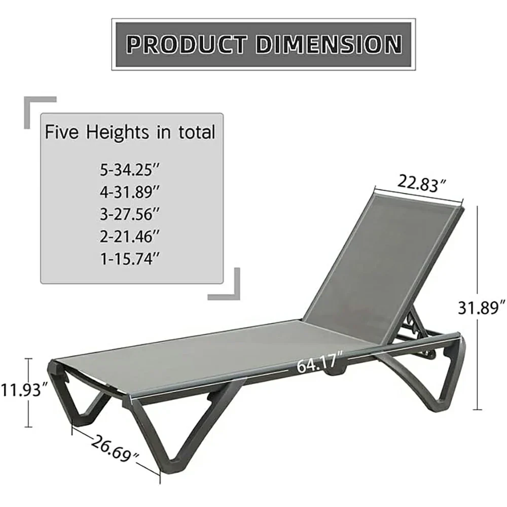 Patio Pool Lounge Chair Set (2 Chairs) - Image 13