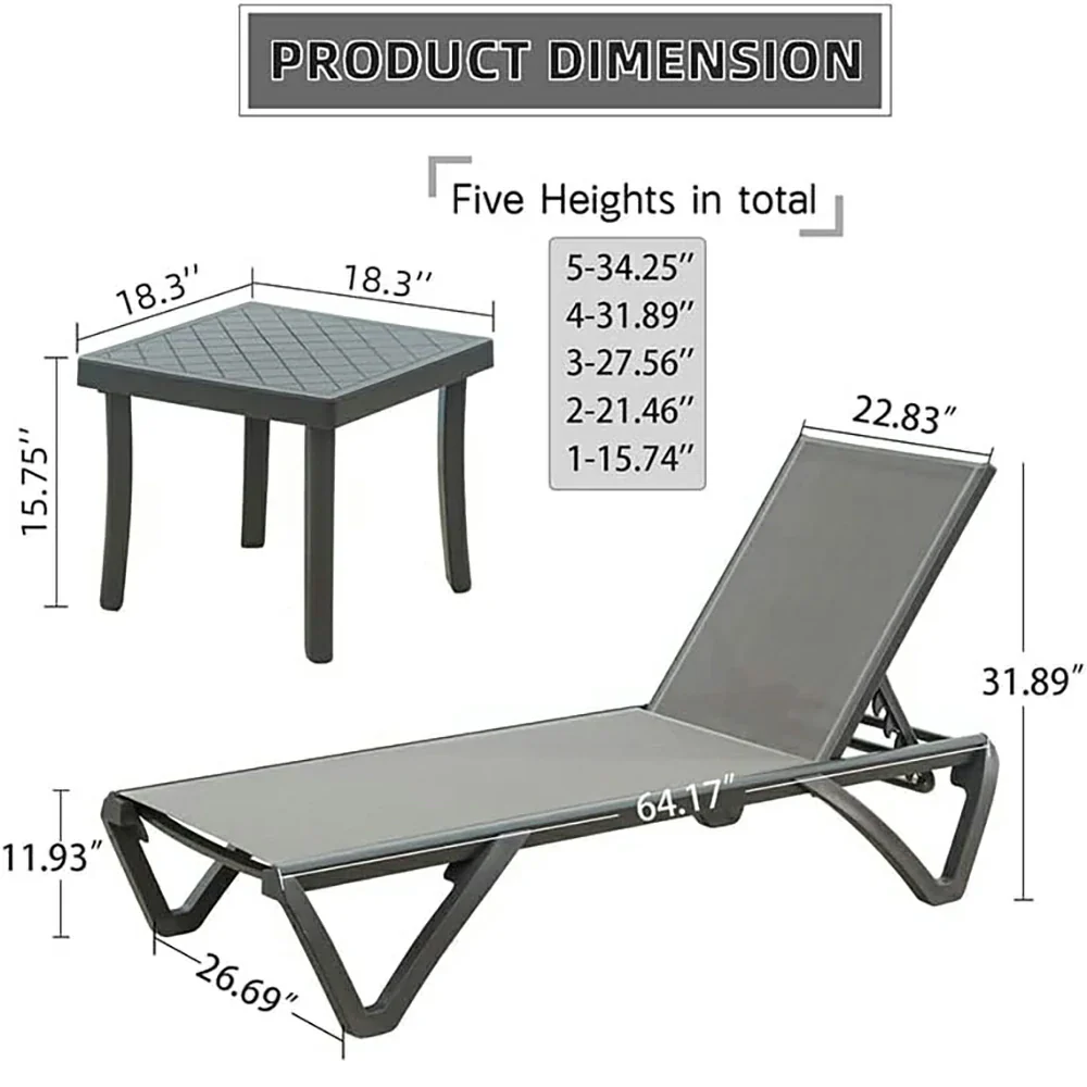 Patio Pool Lounge Chair Set (2 Chairs) - Image 21